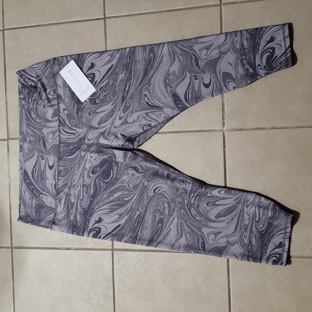 Athleta Transcend 7/8 Tight Leggings Marble Violet Purple Swirl- 3X